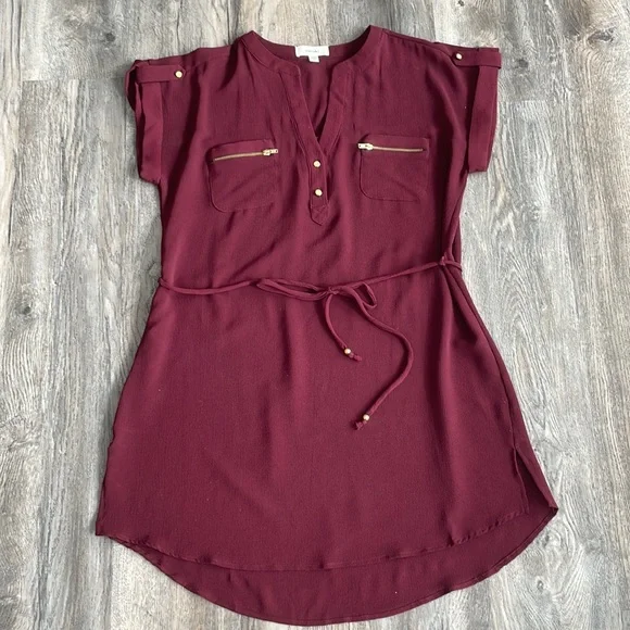 meraki | Dresses | Meraki Maroon Casual Dress With Gold Details Size Large  | Poshmark